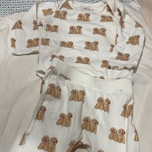 Charming Puppy Print Kids Pajama Set Organic